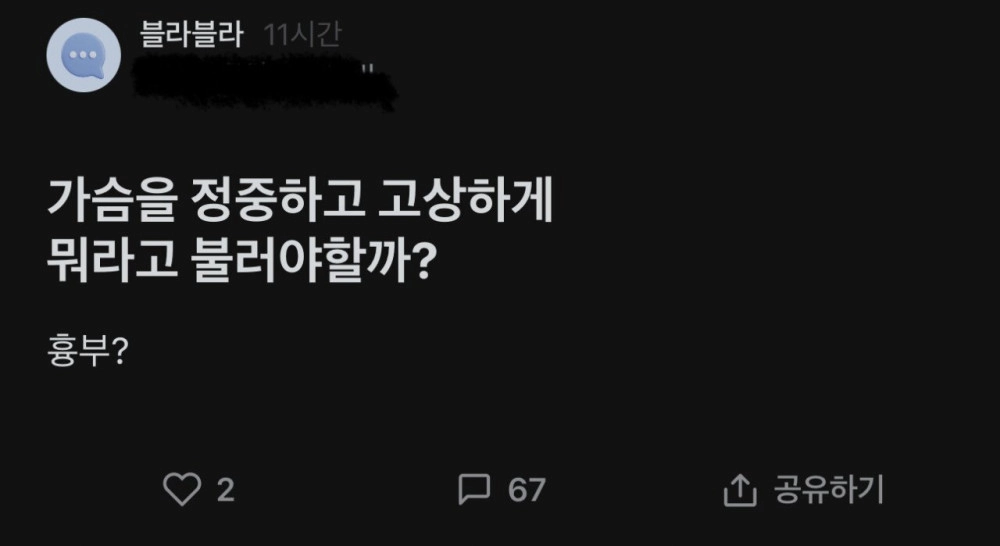 가슴을 정중하고 고상하게 뭐라고 불러야할까?